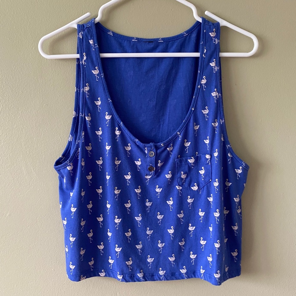 🦩O’Neill Flamingo Crop Top Tank Top w scoop neck